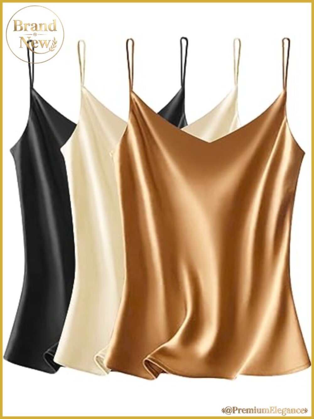 Silk Satin Women's V Neck Tank Top Spaghetti Strap Cami Sleeveless